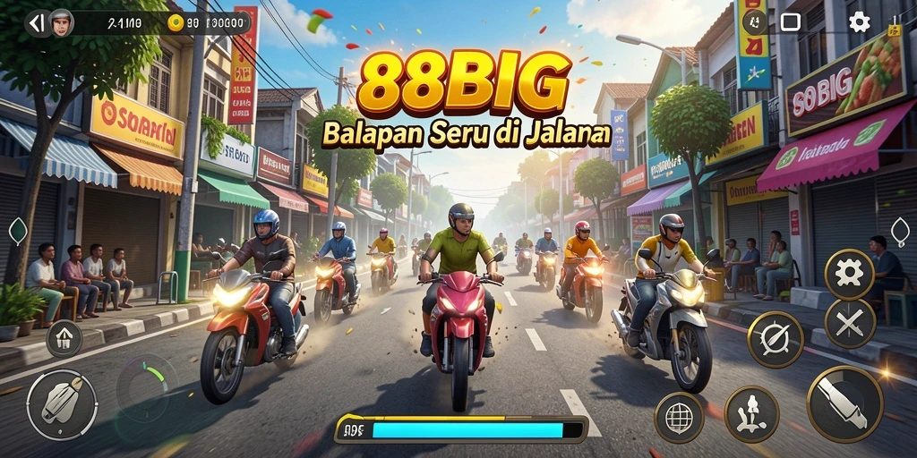 Screenshot gameplay 88BIG yang menunjukkan kecepatan balapan.