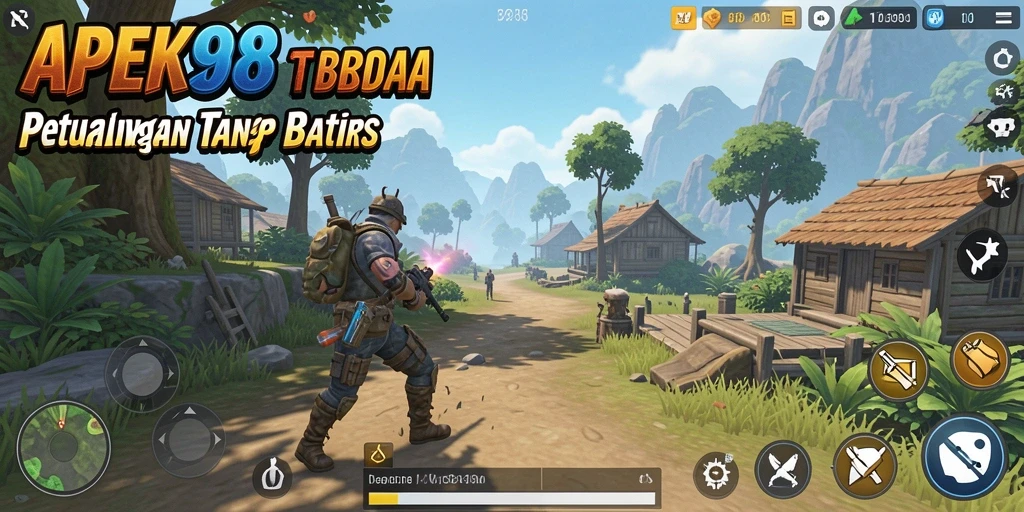 Screenshot gameplay APEK88 dengan dunia terbuka yang luas dan menarik.