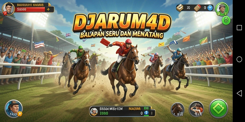Screenshot gameplay DJARUM4D dengan mobil balap di trek menantang.