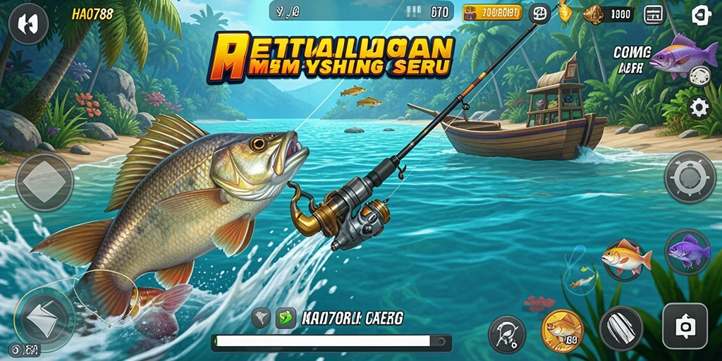 Screenshot gameplay HAO788 menampilkan aksi memancing yang seru.