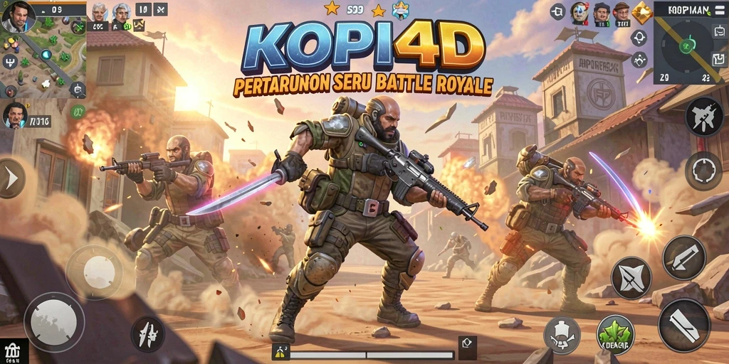 Tangkapan layar gameplay menampilkan aksi seru dalam KOPI4D Battle Royale.