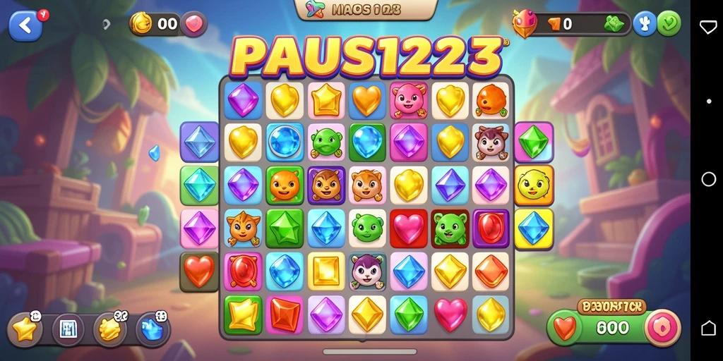 Tangkapan layar menunjukkan gameplay PAUS123 yang penuh warna dan seru.
