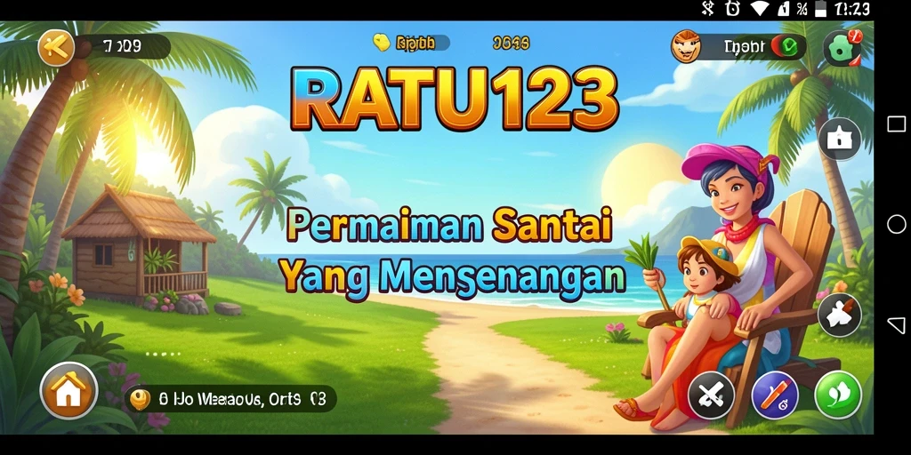 Screenshot utama RATU123 menampilkan gameplay santai yang interaktif dan ceria.