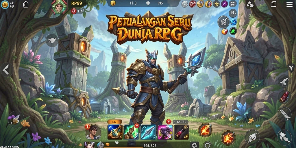 Tampilan gameplay RP99 yang penuh aksi dan petualangan seru.