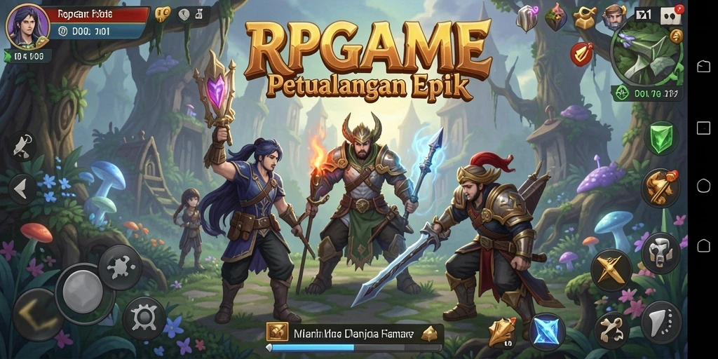 Tampilan aksi seru dalam RPGAME yang menampilkan pertarungan karakter.