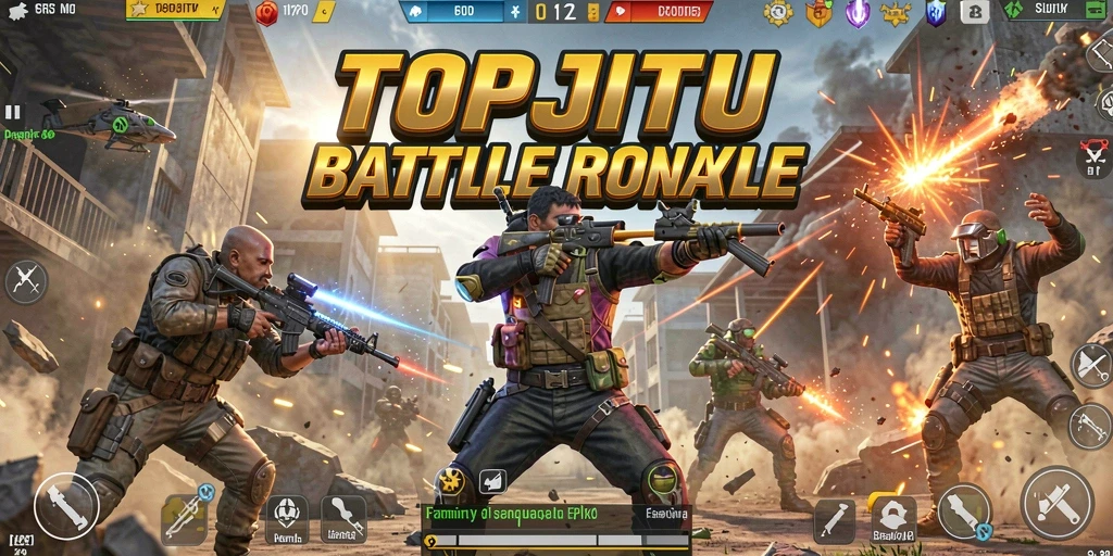 Tampilan intens gameplay Battle Royale di TOPJITU.