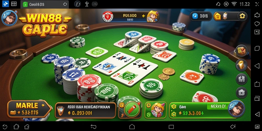 Tampilan gameplay Gaple di WIN88 yang menarik dan seru.